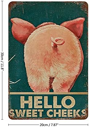 Vintage Limeni znak, zdravo slatki obrazi svinja svinja Print poklon ljubitelja svinja, Kućni dekor/Ljubavnički pokloni / zidni dekor/zidni dekor za goste Art Sign8 X 12 Inche