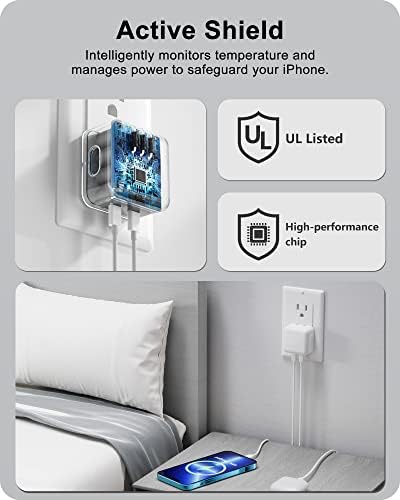 VHBW Dual USB C zidni Punjač za iPhone 14, brzi 35W Dual USB-C Port kompaktni Adapter za struju sa sklopivim