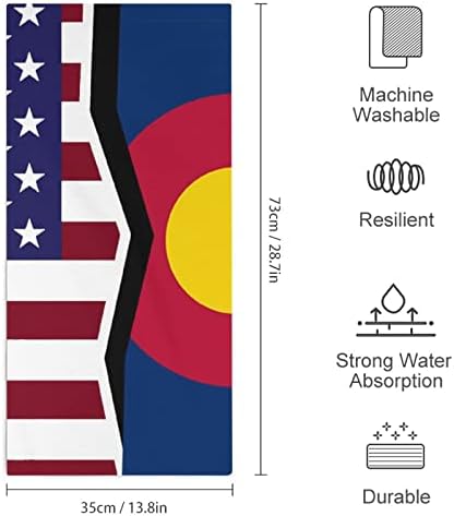 Američka i kolorado ručnik za ispiranje stanja za zastavu 28.7 X13.8 Lice od lica superfine vlakana visoko upijajući ručnici ručnici