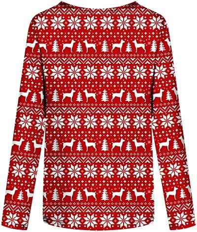 Božić 3/4 rukava za žene za ženske slatke sitne majice snijeg za sneg bluza Xmas Holiday Comfy pulover