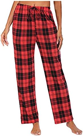 Pajama hlače za žene crno-crveni kaik crni i crveni plairani lounge pidžama dno plus size za crtanje sa loungewear
