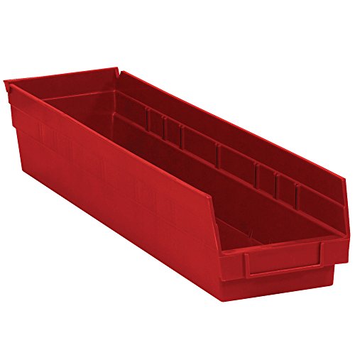 Top pakovanje Plastične kutije za kante za polica, 23 5/8 x 4 1/8 x 4 , crvena