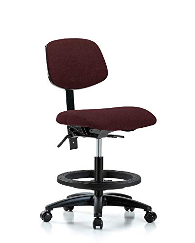 LabTech sjedeća LT42460 stolica sa srednjom klupom, tkanina, najlonska baza-nagib, crni prsten za stopala, Kotačići, siva