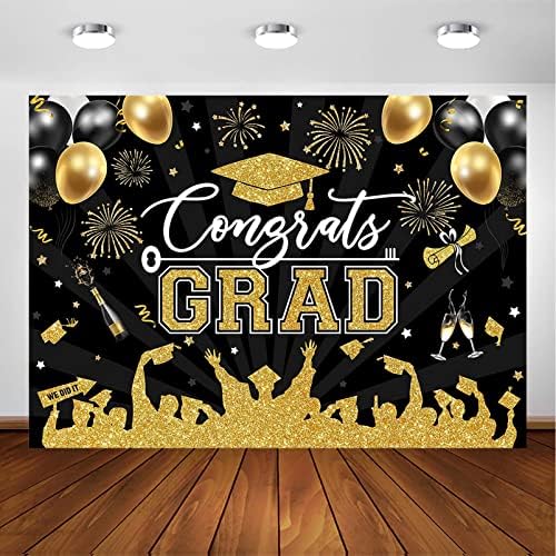 Avezano pozadina za diplomiranje Čestitamo dekoracije za diplomske zabave plava i Zlatna klasa 2023 Photoshoot