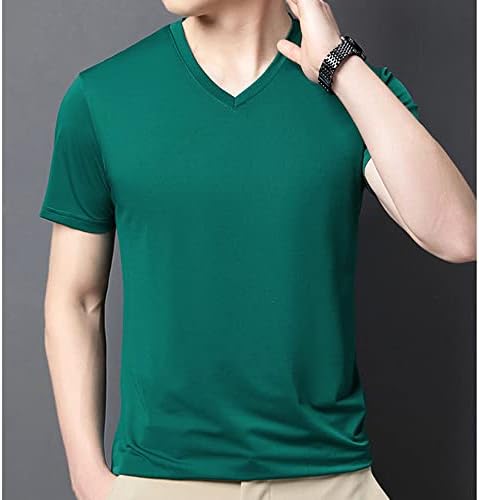 Muški cool suhi atletski tee vrhovi V-izrez prozračne majice Čvrsta boja redovno-montira s kratkim rukavima