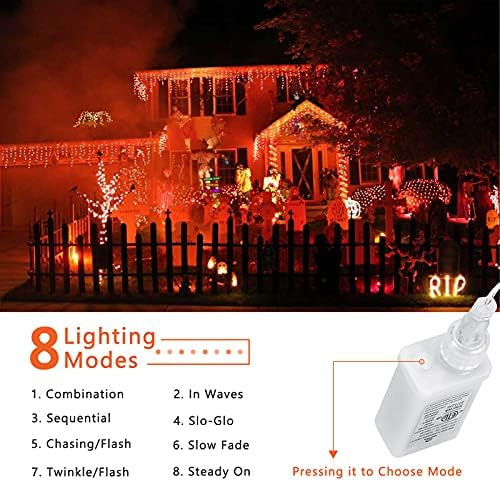 Brizled Halloween Light, 29FT 360 LED narandžasto-likovna svjetla, 8 načina Halloween Orange Svjetla sa 60