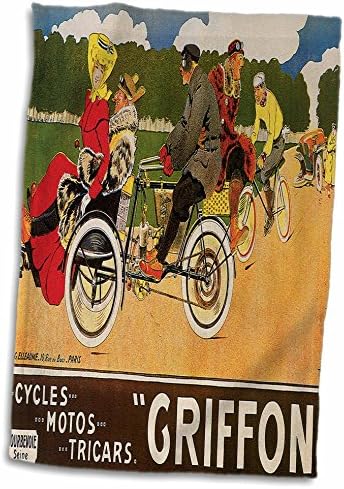 3drose ciklusi Motos Tricard Griffon Vintage Bicycle Reklamni poster - Ručnici