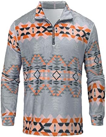 XXBR muške šerpe fleece pulover duksericke ovratnik ovratnik zimski aztec geometrijski patentni zatvarač s toplim džemper