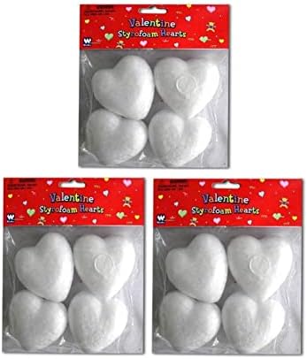 Hapros 12 paketa 2.5 Stiropoam srca Valentines Day DIY Dekoracija Mini Craft pjenastim otvorima za farbanje