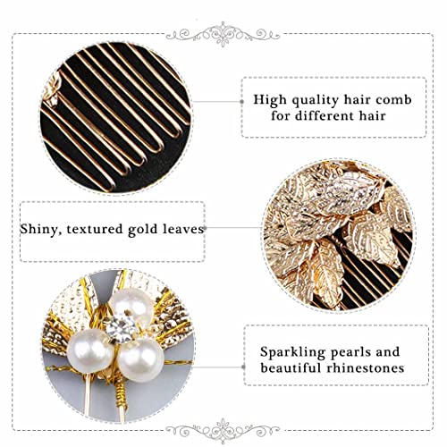 4 pakovanja zlatnih dodataka za kosu za žene, Bridal Elegant Leaves Hair Side češalj + Vintage Wedding