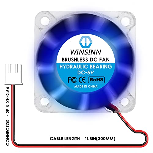 WINSINN 40mm Fan 5V LED plava, 3d štampač Micro 5 voltni ventilatori 4010 hidraulični ležaj, hlađenje