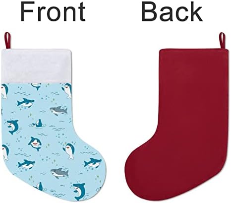 Slatke smiješne morske pse božićne čarape Viseći čarape Ispis Xmas Tree Kamin ukrasi