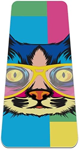 SDLKFRELI 6mm Extra Thick Yoga Mat, mačka Pop Art portret Print Eco-Friendly TPE vježbe Mats Pilates Mat sa za