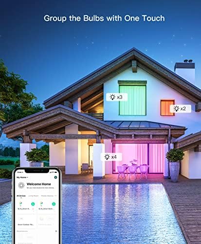 TREATLIFE pametne sijalice 4 pakovanja, ul sertifikovana sijalica za promenu boje od 2,4 GHz, radi sa Alexa Google Home, A19 E26 LED sijalica sa mogućnošću zatamnjivanja 9W 800 lumena za dekoraciju zabave, osvetljenje pametnog doma