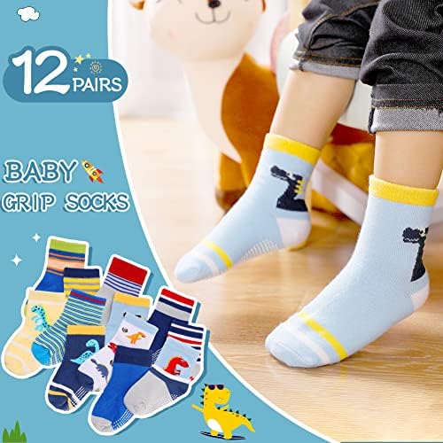 Dječja klizalica Grip Socks Toddler Boys Girls Anti skid Grippers Crew Kids Dojenčad čarape 12 pari