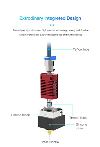 Creality Ender-3 Hotend Kit, nadograđena plava teflonska cijev, glatka bez začepljenja, kompatibilna