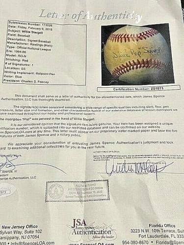 Willie Pop Stargell potpisao je autogramiranu feeney bejzbol! Pirati! Potpuna JSA! - AUTOGREMENA BASEBALLS
