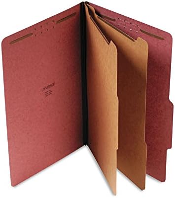 Universal 10280 Presboard Classification Folder, Pravni, Šest Sekcija, Crvena, 10 / Kutija