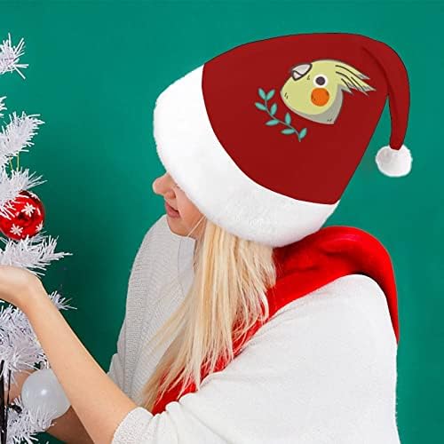 Slatka Cockatiel glavu Božić šešir meka pliš Santa kapa Funny Beanie za Božić Nova Godina svečana zabava