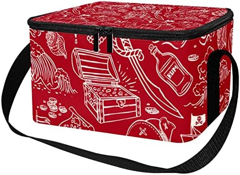 JAVENPROEQT gusarski uzorak Crvena izolovana Školska kutija za ručak za tinejdžere i djevojčice, izdržljiva