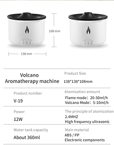 Lonyiabbi Flame Air Difuzor vulkana Aroma Difuzor ultrazvučni difuzor ulja 360ml Automatsko isključivanje za