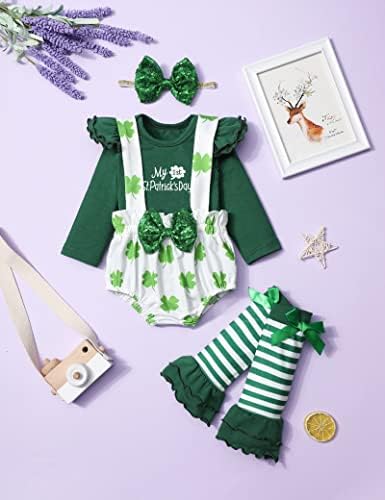 St Patricks Dan Baby Girl Outfit Newborn Baby Girl Odjeća s dugim rukavima ruffle romper suspender hlače