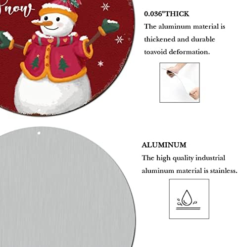 Sretan božićni znak Neka snježno snjegović slikanje crveno okruglo metalni limenki znak božićne
