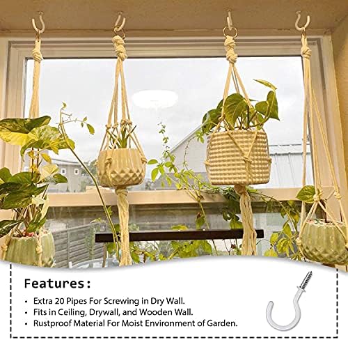 Etoolia bijele stropne kuke od 2,9 inča za kačenje biljaka, posuđa i kuhinjskog posuđa - Crne garažne kuke