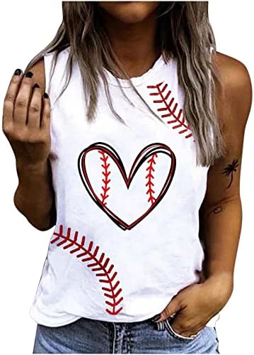 Baseball mama tenkovi žene povremene grafičke majice kratkih majica bez rukava za puštanje ljetnih vrhova