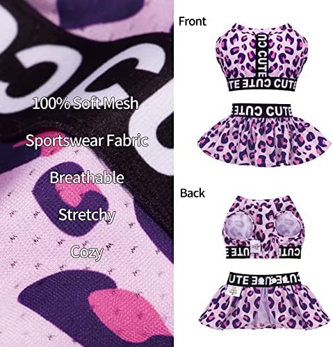 StepBone Dvodijelna sportska haljina za pse Atleizure Leopard Ispis Puppy Pink suknja Lagana mala psa