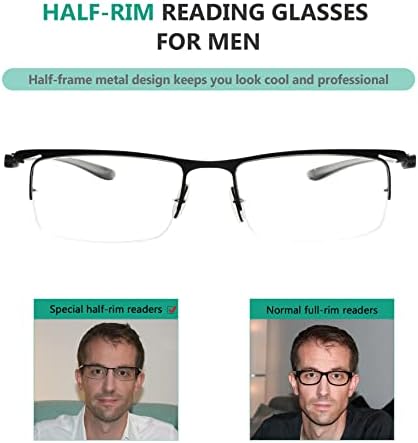 Okažite na 3 para čaše za očitanje na pola obruča Crne naočare očitače za muškarce koje čitaju