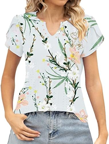 Ljetni vrhovi za žene 2023 izdubljena majica seksi v-izrez kratki rukav majica casual labava bluza meka comfy trendy bluza