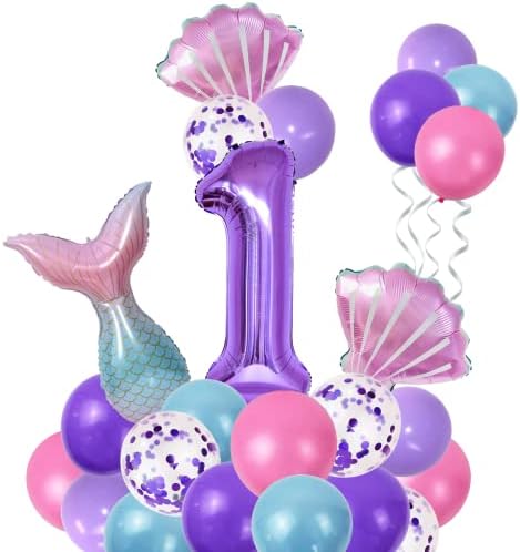 24pcs sireid 6. rođendan baloni, broj 6 sirena tematske zabave, male sirene šest godina starih potrepštine