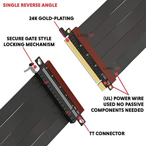 LINKUP - Ava PCIe 4.0 x16 Riser oklopljeni ekstremni brzi vertikalni nosač PCI Express Gen4┃reverse