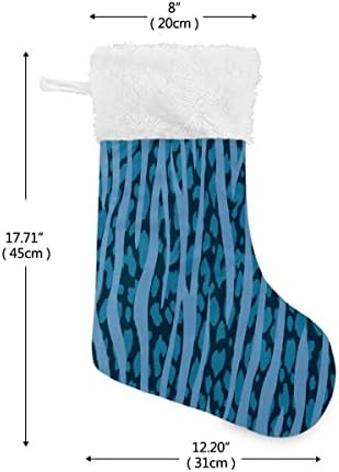 Božićne čarape Plava pruga Leopard uzorak bijeli plišani manžetni Mercerizirani baršunasti obiteljski odmor
