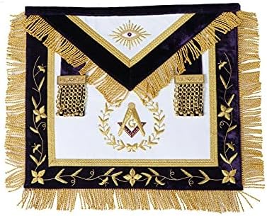 Craftx Masonic Grand Lodge Master Mason pregača sa lančanim ovratnikom Ljubičasta podloga, metalik, ljubičasta