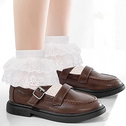 akkilar Baby Girl Eyelet Frilly čipkaste čarape za malu djecu slatka mreža bijeli pamuk gležanj