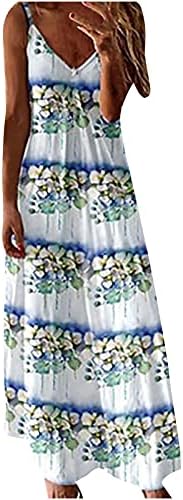 Tapanet Strap Sling Sandress casual boho cvjetni ispisani džep duga haljina tanka plaža maxi haljina