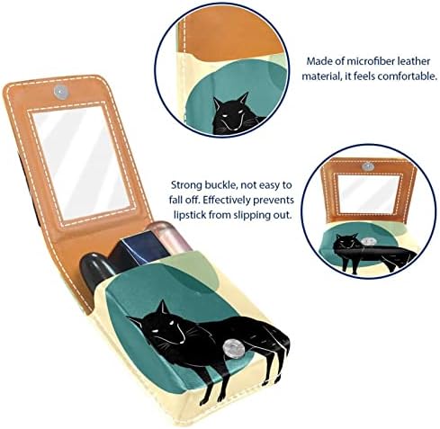 ORYUEKAN Mini torba za šminkanje sa ogledalom, torbica za kvačilo od umjetne kože, Art Animal Wolf
