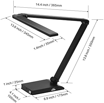 Realspace™ produžna LED lampa za zadatke, Podesiva, 25 H, Crna