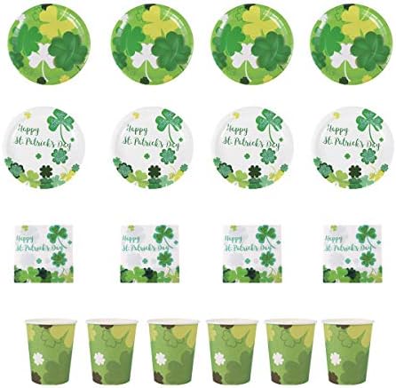 44pcs pribor za pribor za jednokratnu upotrebu papira čaše salvete Set Jednokratna zabava za dekor svetog Patricka