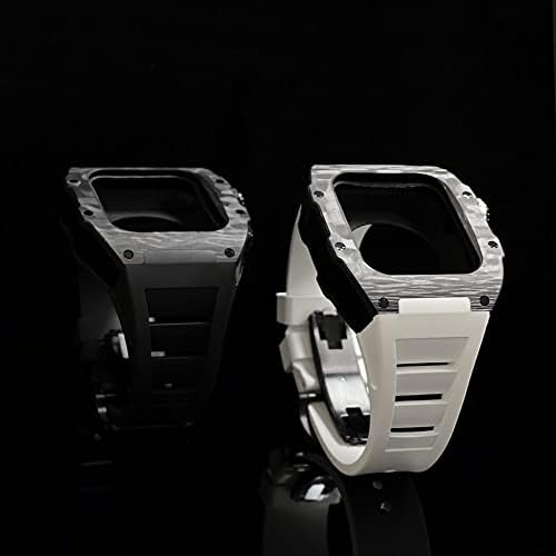 Vevel luksuzni karbonski aluminiran za kamen za Apple Watch serija 8, 45 mm gumeni band DIY