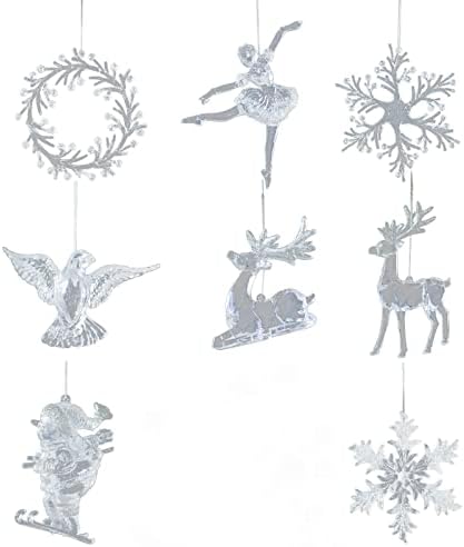 Ukrasi božićnog drva Božićni prozirni akrilni elks snježne ukrase Božićni ukrasi čisti niz sa kukama