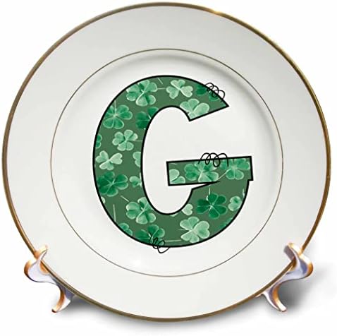 3drose slatka zelena četvero djetelina Curly Cue Monogram Početna G - ploče