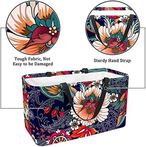 50L torbe za kupovinu cvjetna sklopiva kutija za kupovinu torba za namirnice sa ručkama, za višekratnu