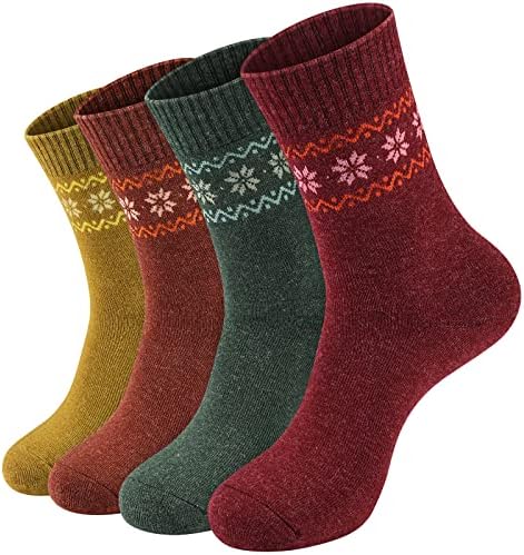 Ninetofivelife paket od 4 zimske tople guste čarape za žene Ženske čarape Pješačke čarape pletene na otvorenom