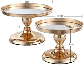 Set od 2 komada Zlatni Metal + stalak za torte u ogledalu, držač za set za kolače, prikaz deserta za vjenčanje ili rođendansku zabavu