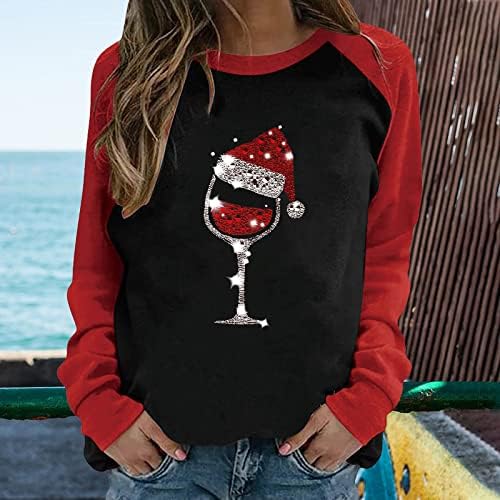 Brkewi ružni božićni džemperi Žene Moda 2023 Novogodišnja prerada dugih rukava treperi košulja