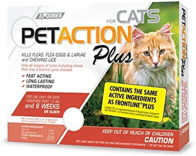 Petaction Plus tretman buva i krpelja za mačke starije od 1,5 lbs, 3 mjeseca snabdijevanja