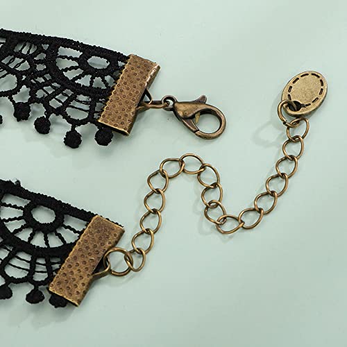 Chargances Stempunk Crna ogrlica sa zupčanim satom Privjesak vintage kristalni otvor za vrat Choker